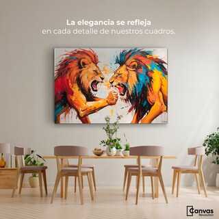 Foto 2 | Cuadro Decorativo Canvas Lucha Entre Leones 90x60