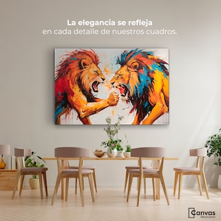 Foto 3 | Cuadro Decorativo Canvas Lucha Entre Leones 90x60