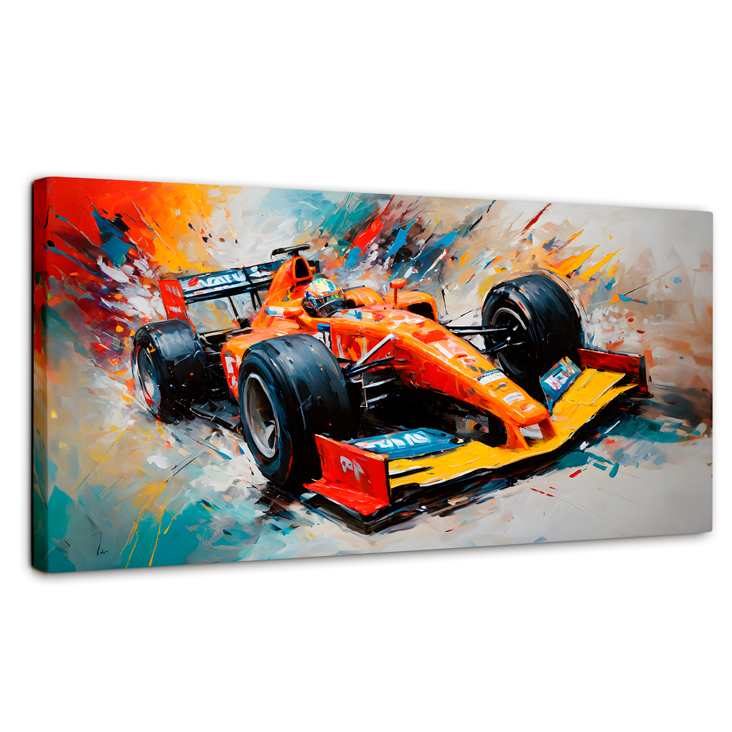 Cuadro Decorativo Canvas F1 Carrera Colorida 120x60