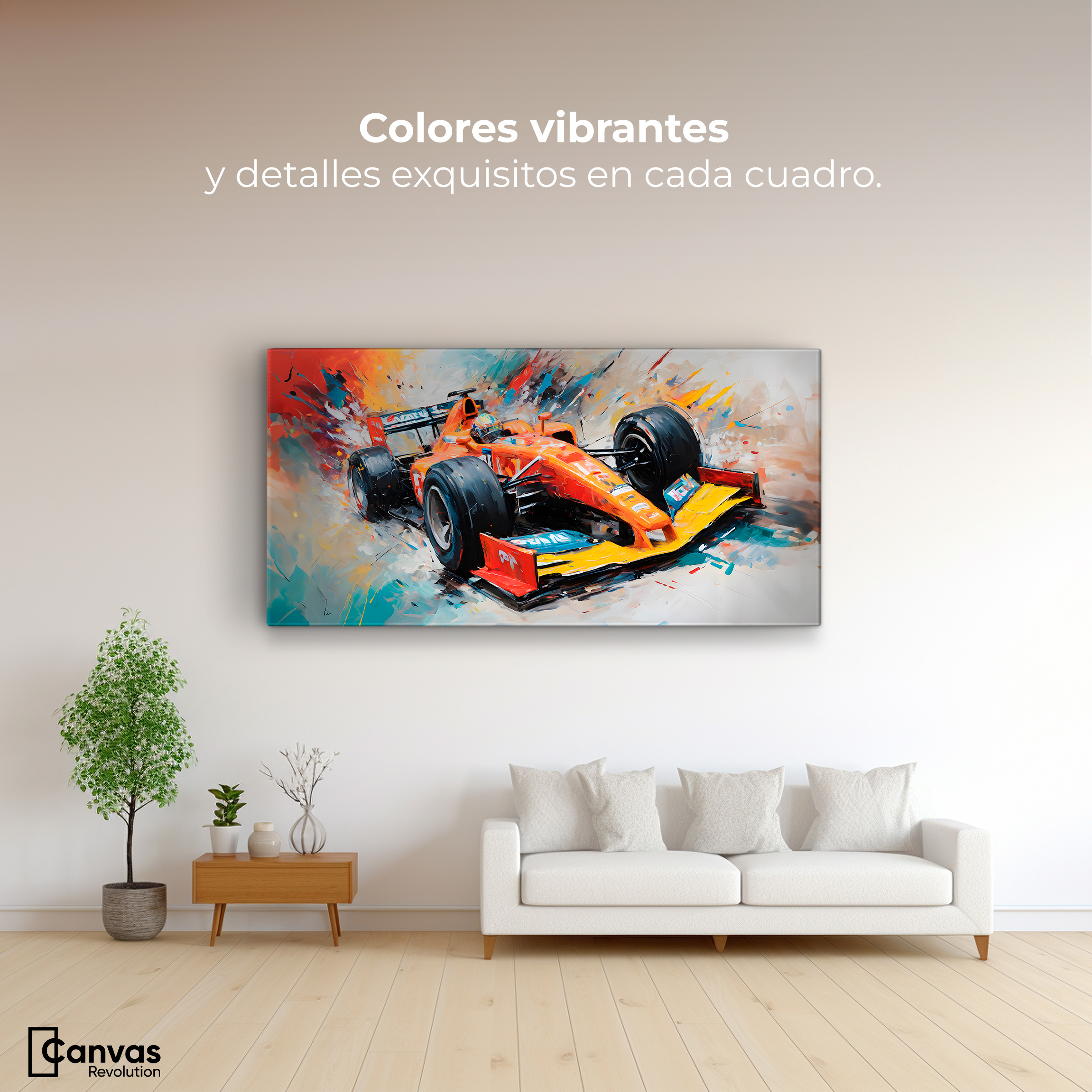 Foto 3 pulgar | Cuadro Decorativo Canvas F1 Carrera Colorida 120x60