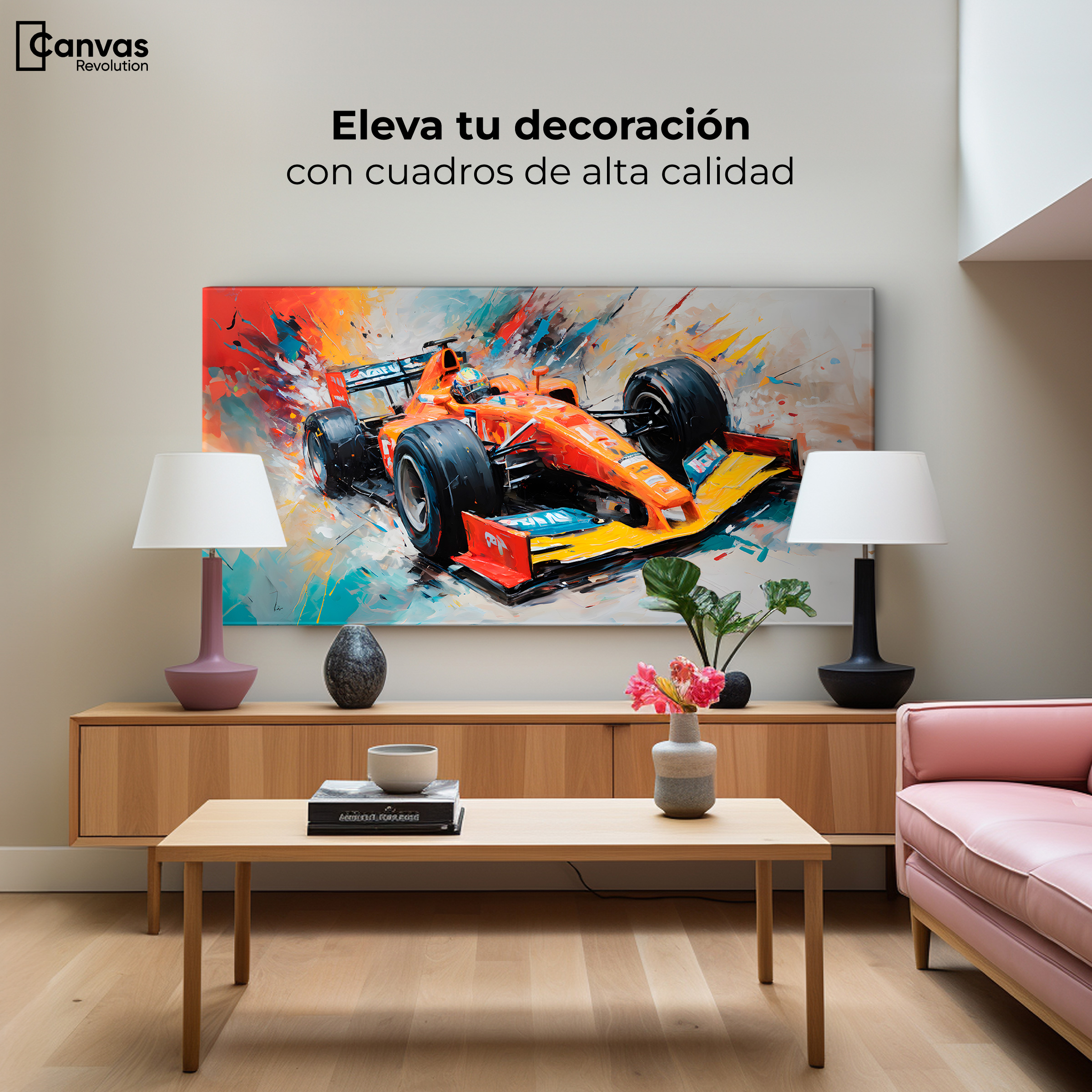 Foto 4 pulgar | Cuadro Decorativo Canvas F1 Carrera Colorida 120x60