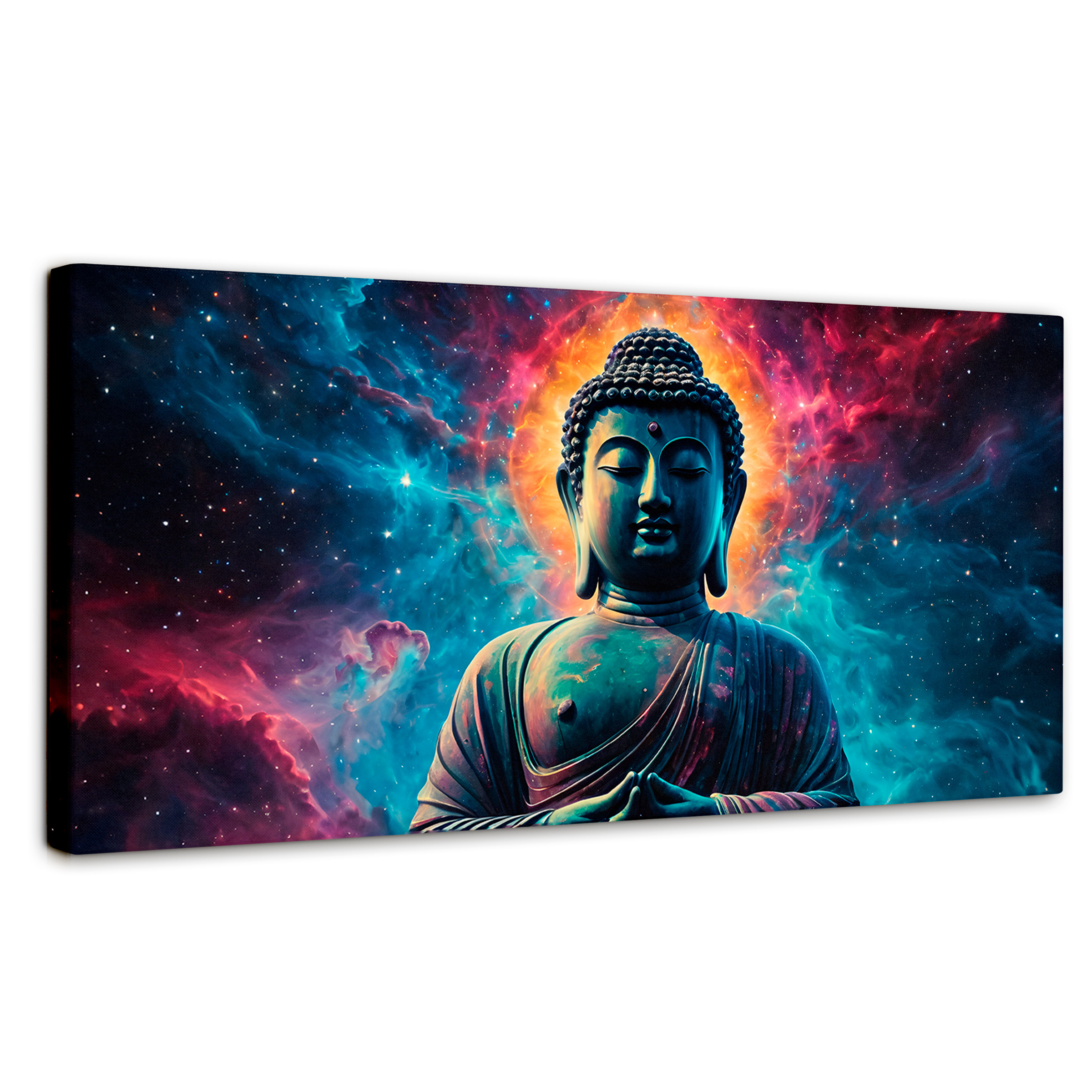 Cuadro Decorativo Canvas Buda Entre Galaxias 160x80