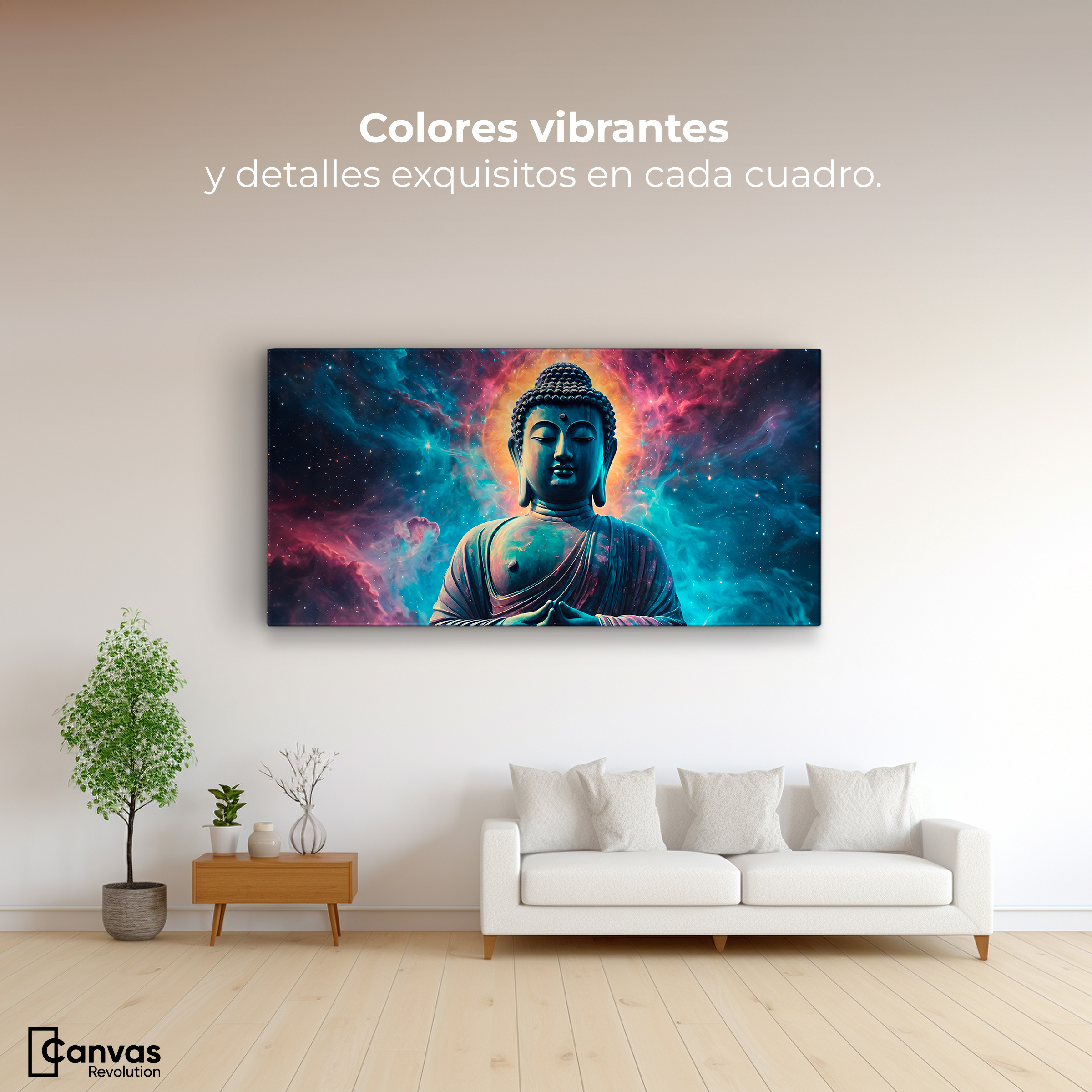 Foto 3 pulgar | Cuadro Decorativo Canvas Buda Entre Galaxias 160x80