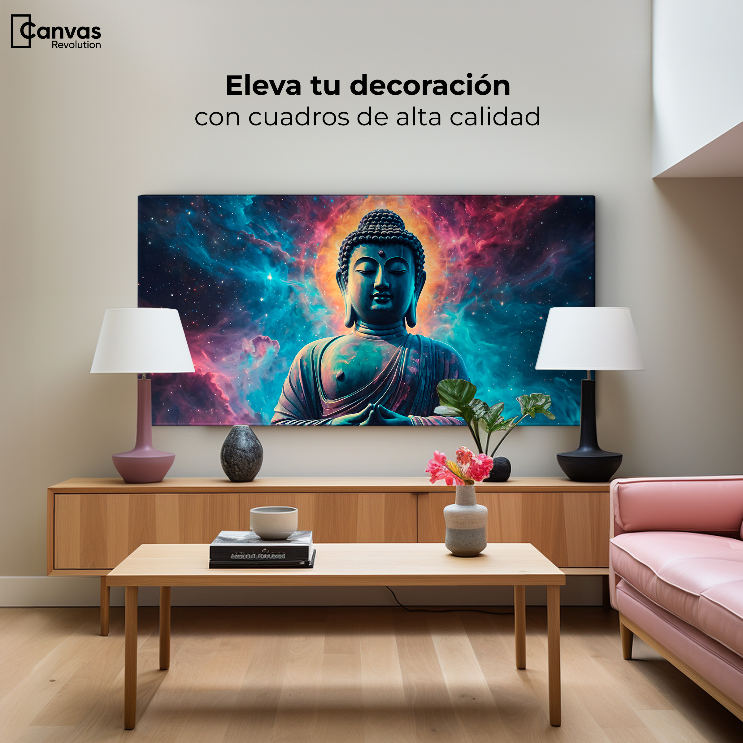 Foto 4 pulgar | Cuadro Decorativo Canvas Buda Entre Galaxias 160x80