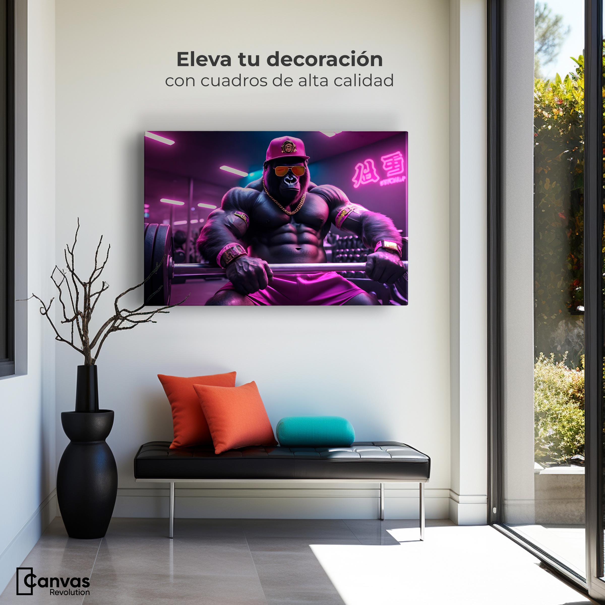 Foto 4 pulgar | Cuadro Decorativo Canvas Gorila Gimnasio 90x60