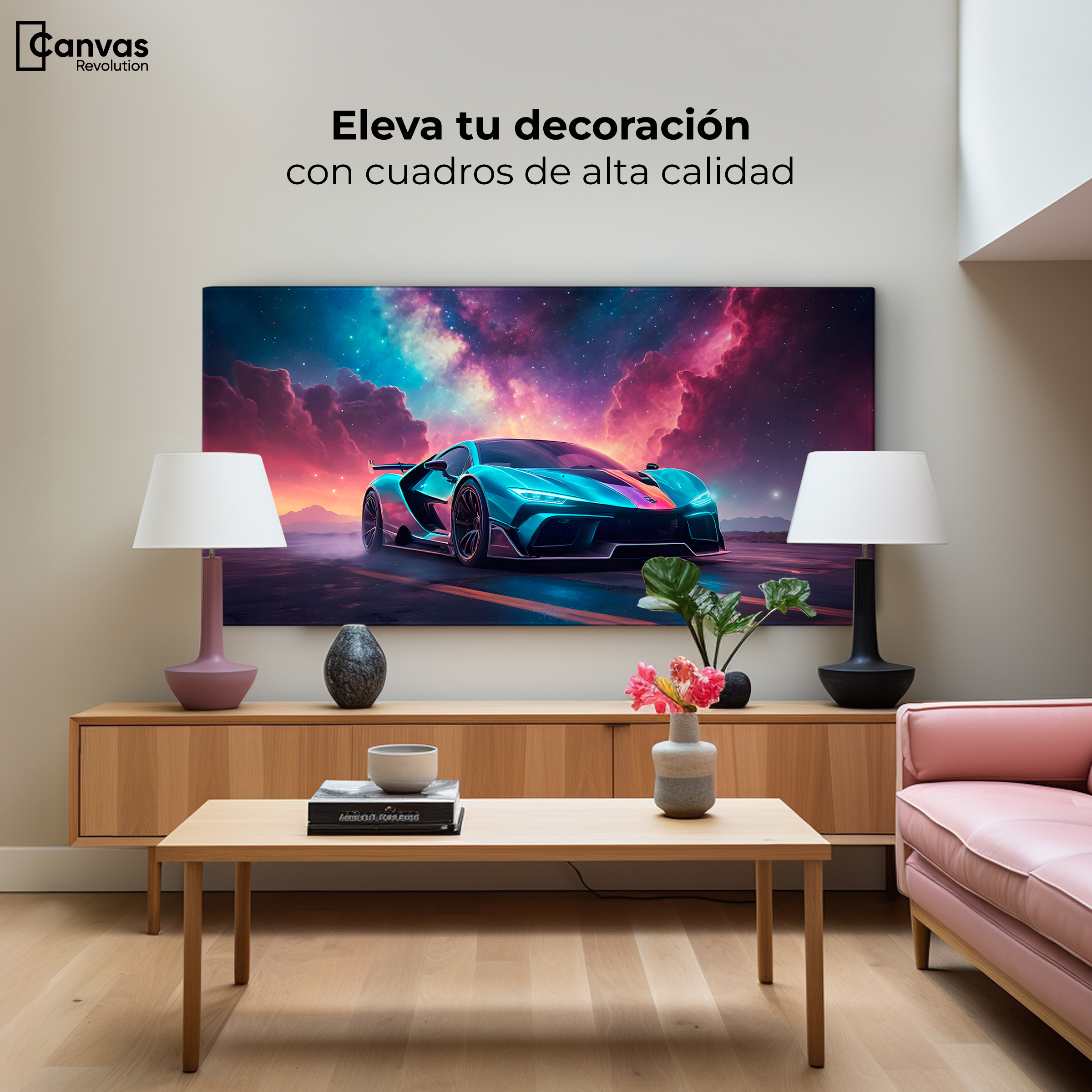 Foto 4 pulgar | Cuadro Decorativo Canvas Auto Deportivo Neón 160x80