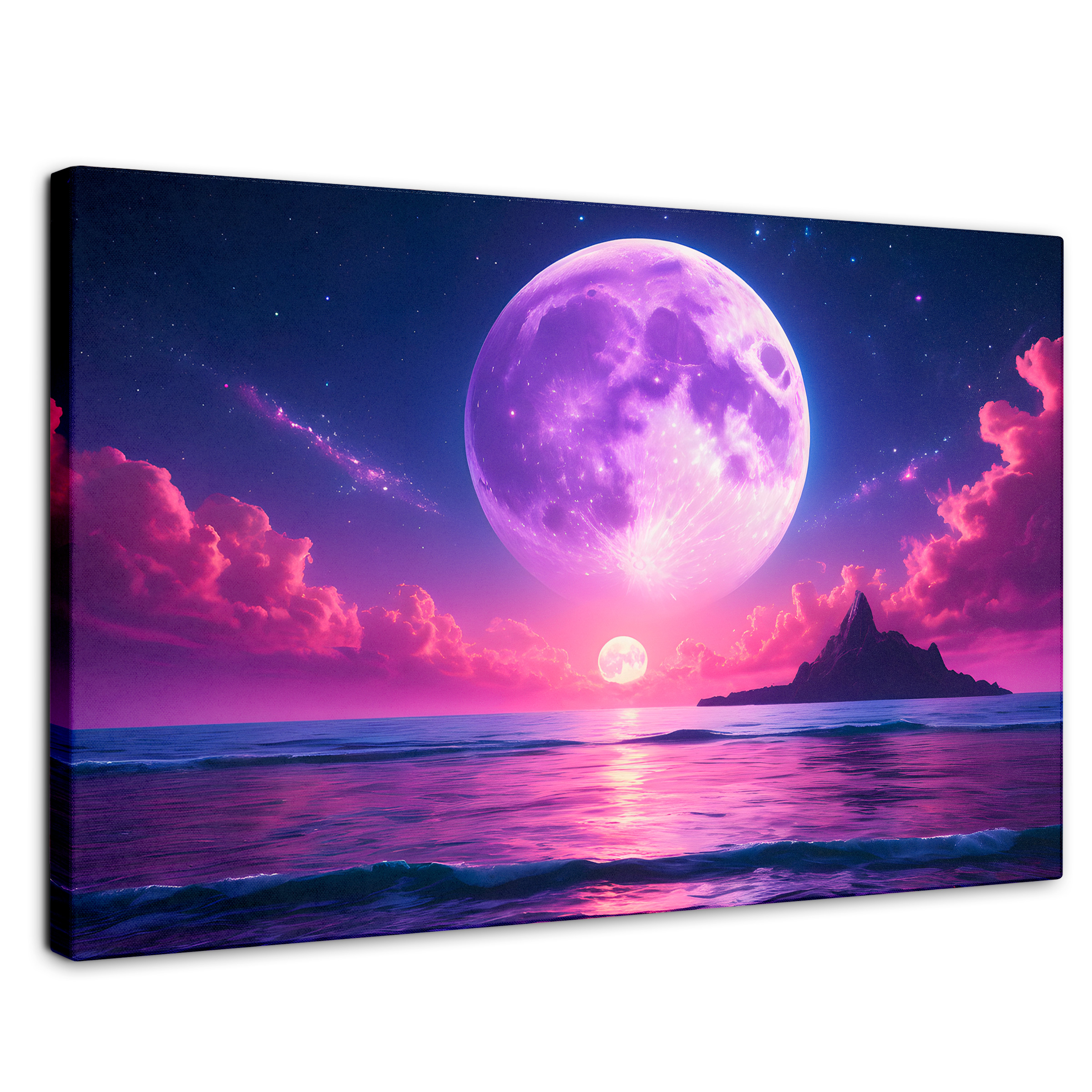 Cuadro Decorativo Canvas Cielo Con Luna Rosa 90x60