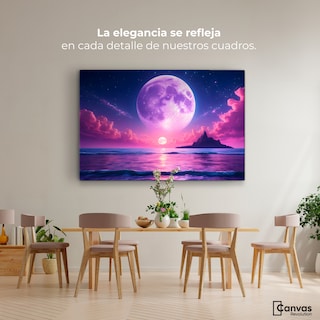 Foto 2 | Cuadro Decorativo Canvas Cielo Con Luna Rosa 90x60