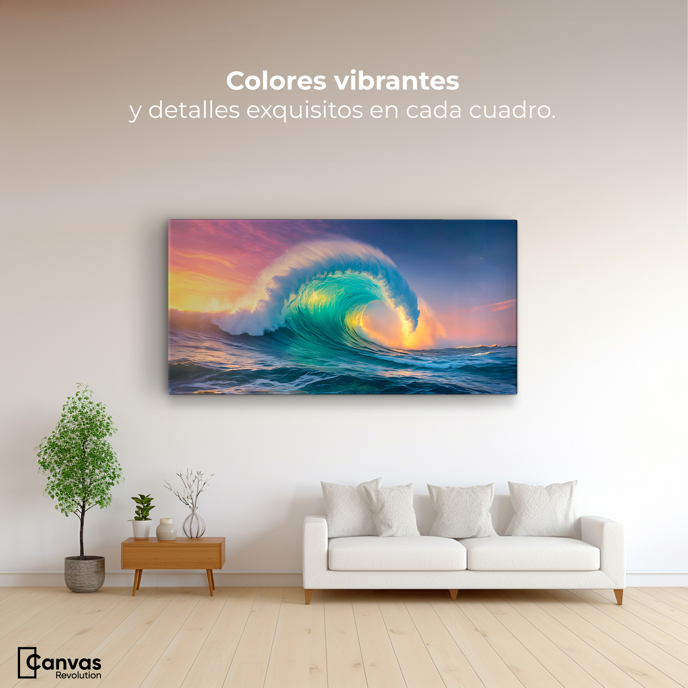 Foto 3 pulgar | Cuadro Decorativo Canvas Ola Oceánica Ocaso 160x80