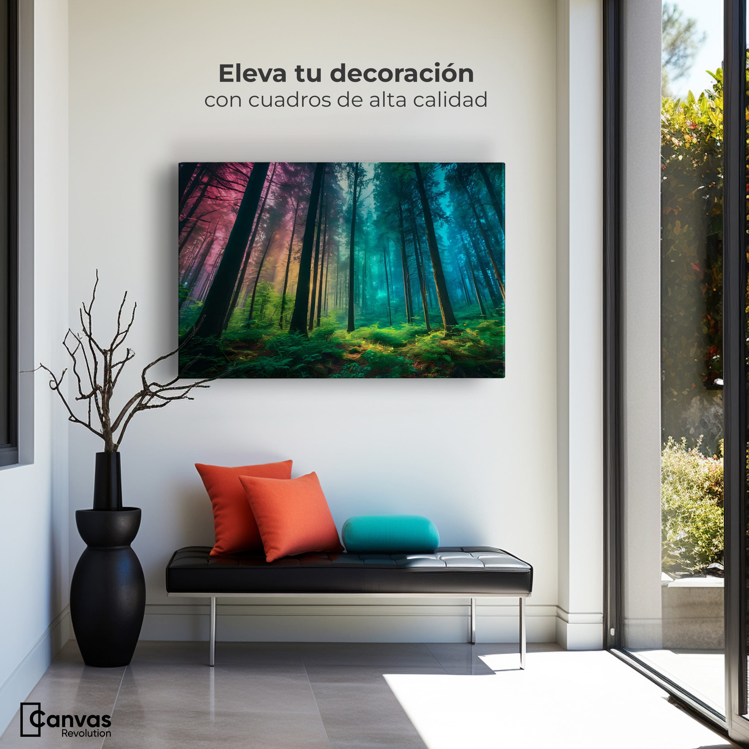 Foto 4 pulgar | Cuadro Decorativo Canvas Bosque Cromático 90x60