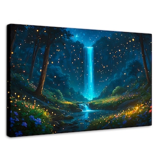 Foto 1 | Cuadro Decorativo Canvas Luciérnagas Cascada 90x60