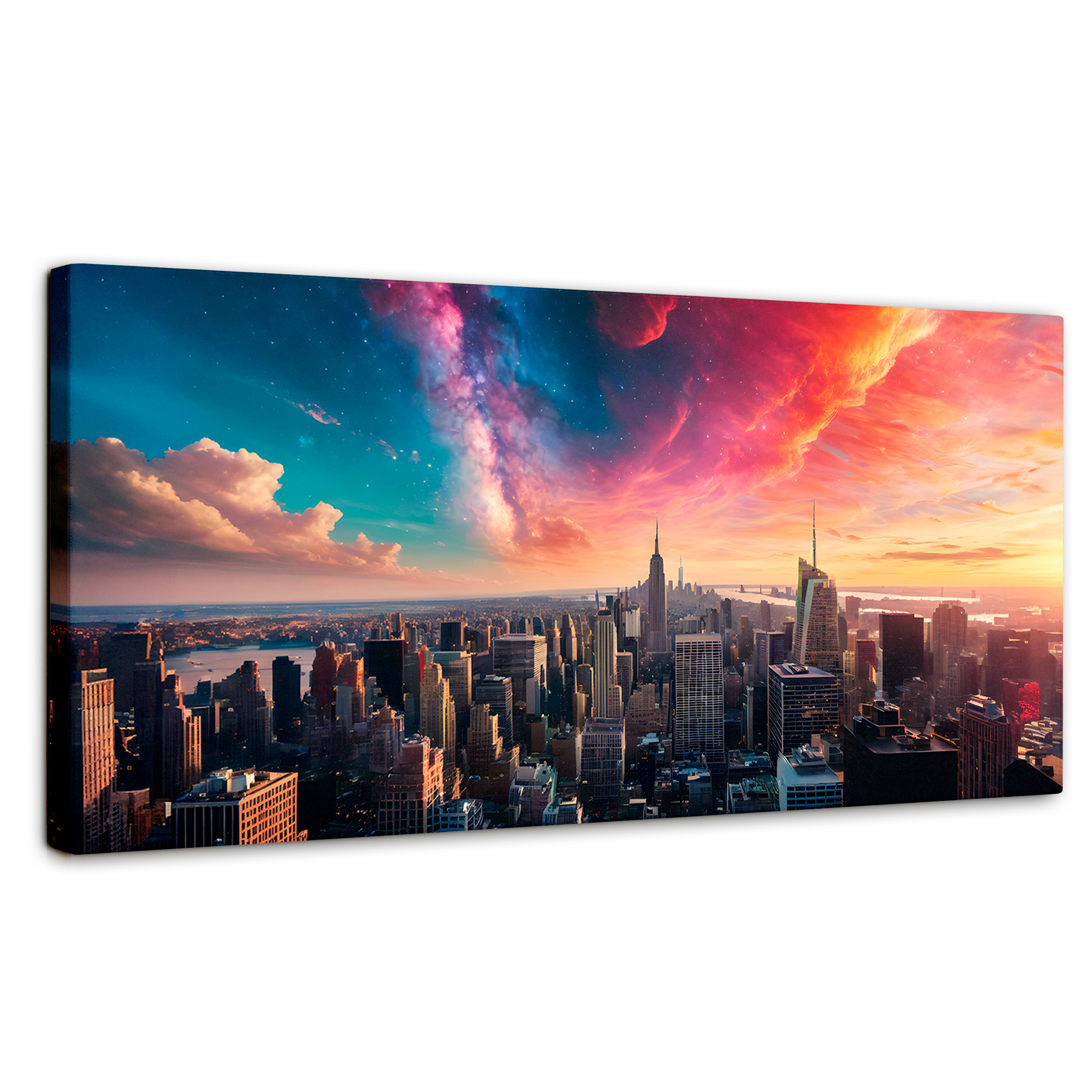 Foto 2 pulgar | Cuadro Decorativo Canvas New York Nebuloso 160x80