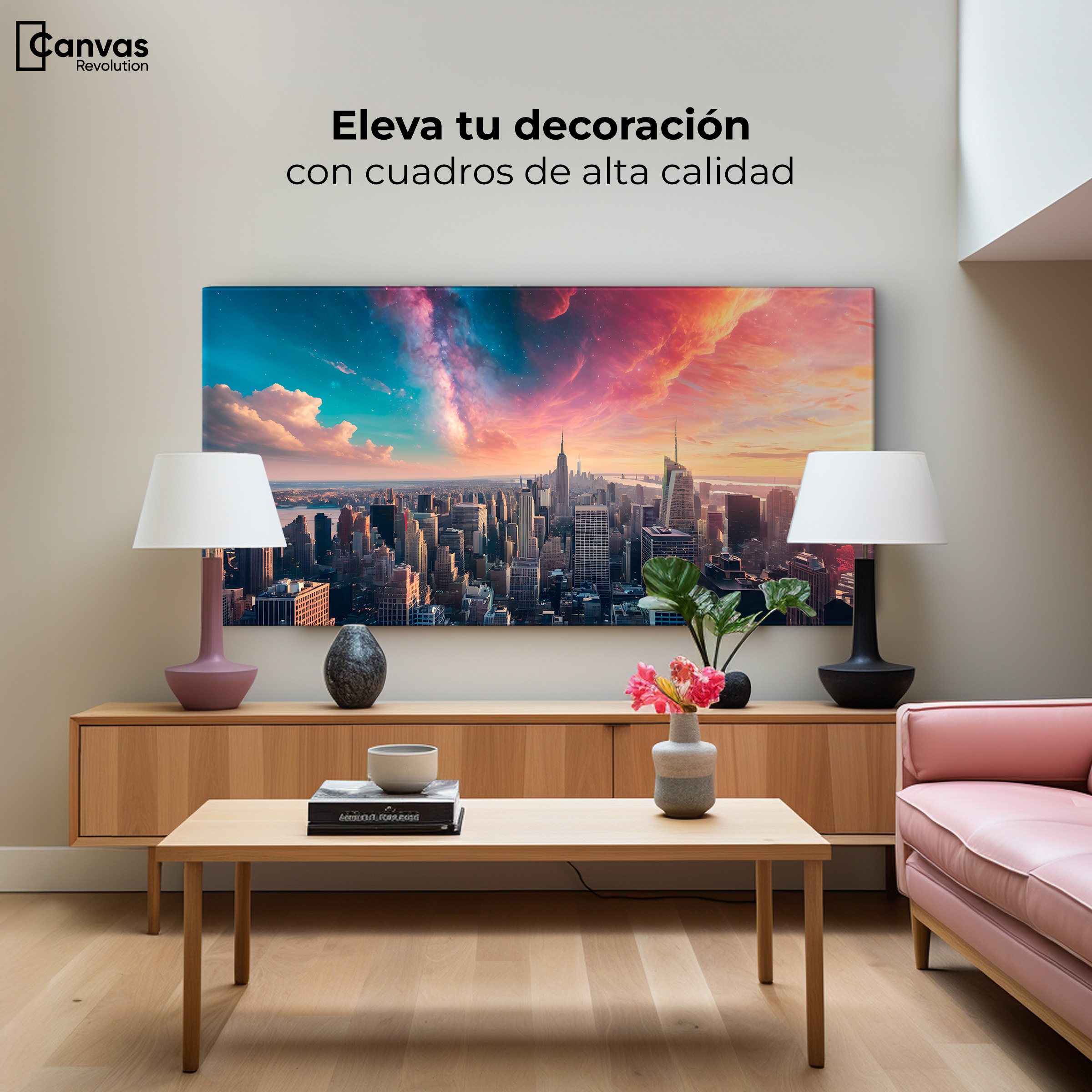 Foto 4 pulgar | Cuadro Decorativo Canvas New York Nebuloso 160x80