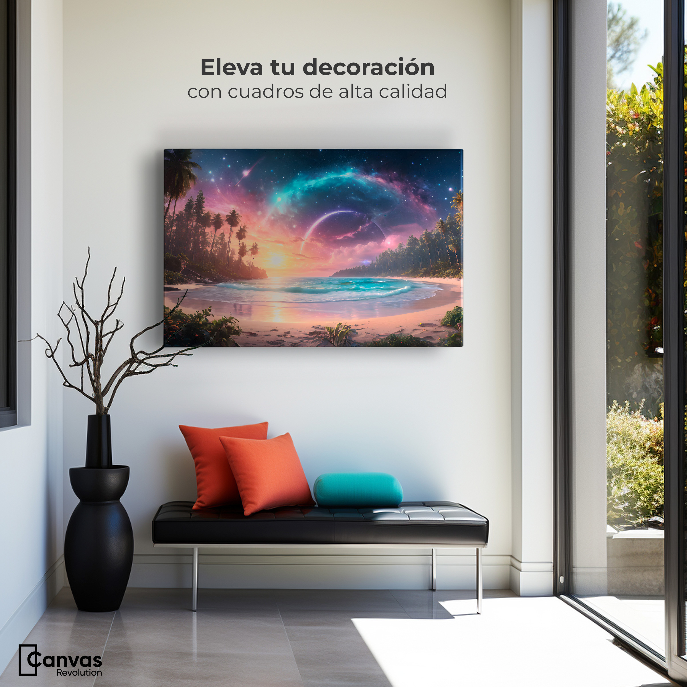 Foto 4 pulgar | Cuadro Decorativo Canvas Atardecer Galáctico 90x60
