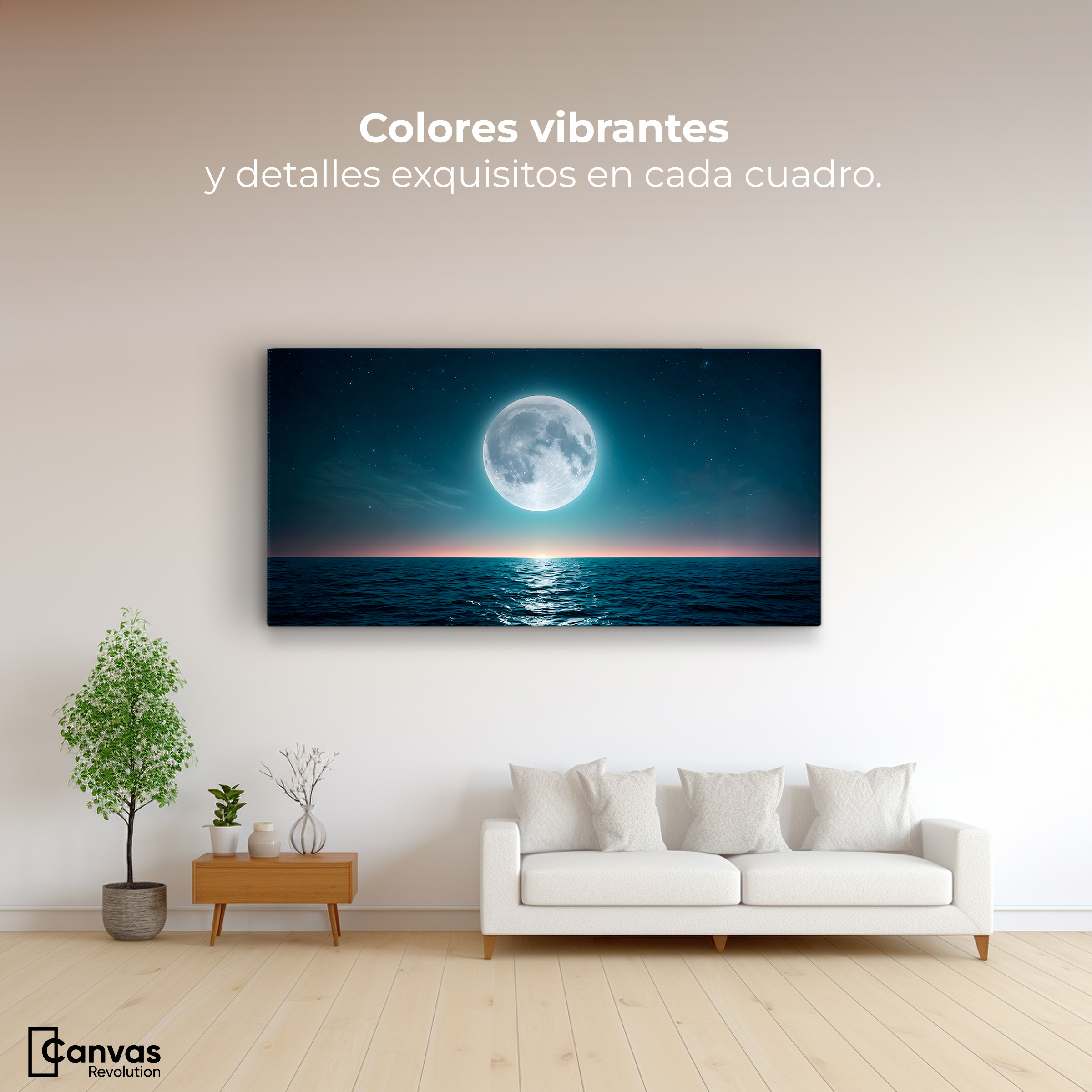 Foto 3 pulgar | Cuadro Decorativo Canvas Reflejos Lunares 160x80