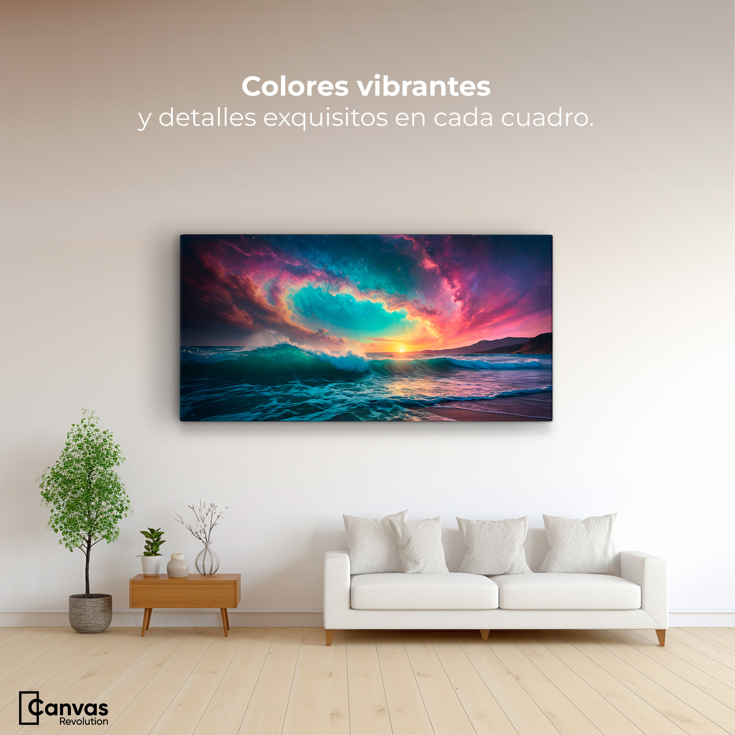 Foto 2 | Cuadro Decorativo Canvas Aurora Boreal Naval 160x80