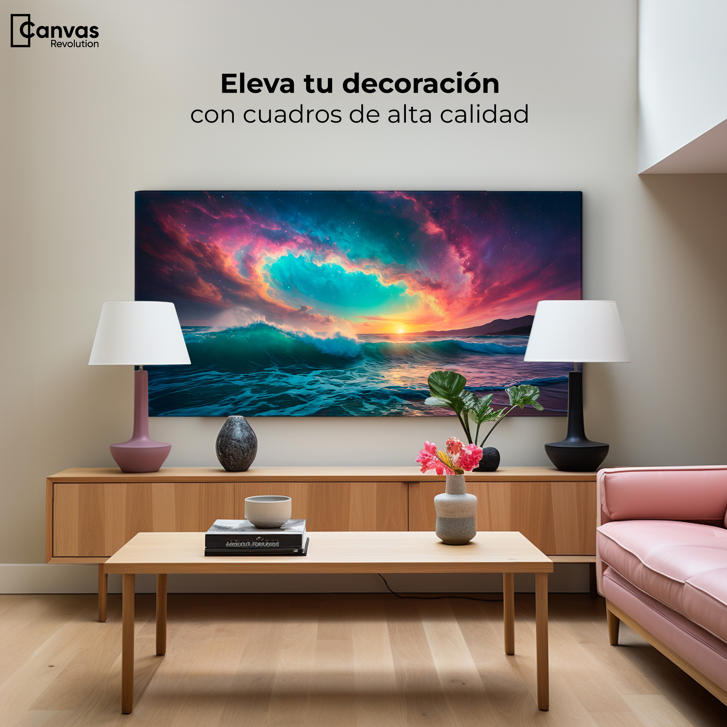 Foto 4 pulgar | Cuadro Decorativo Canvas Aurora Boreal Naval 160x80