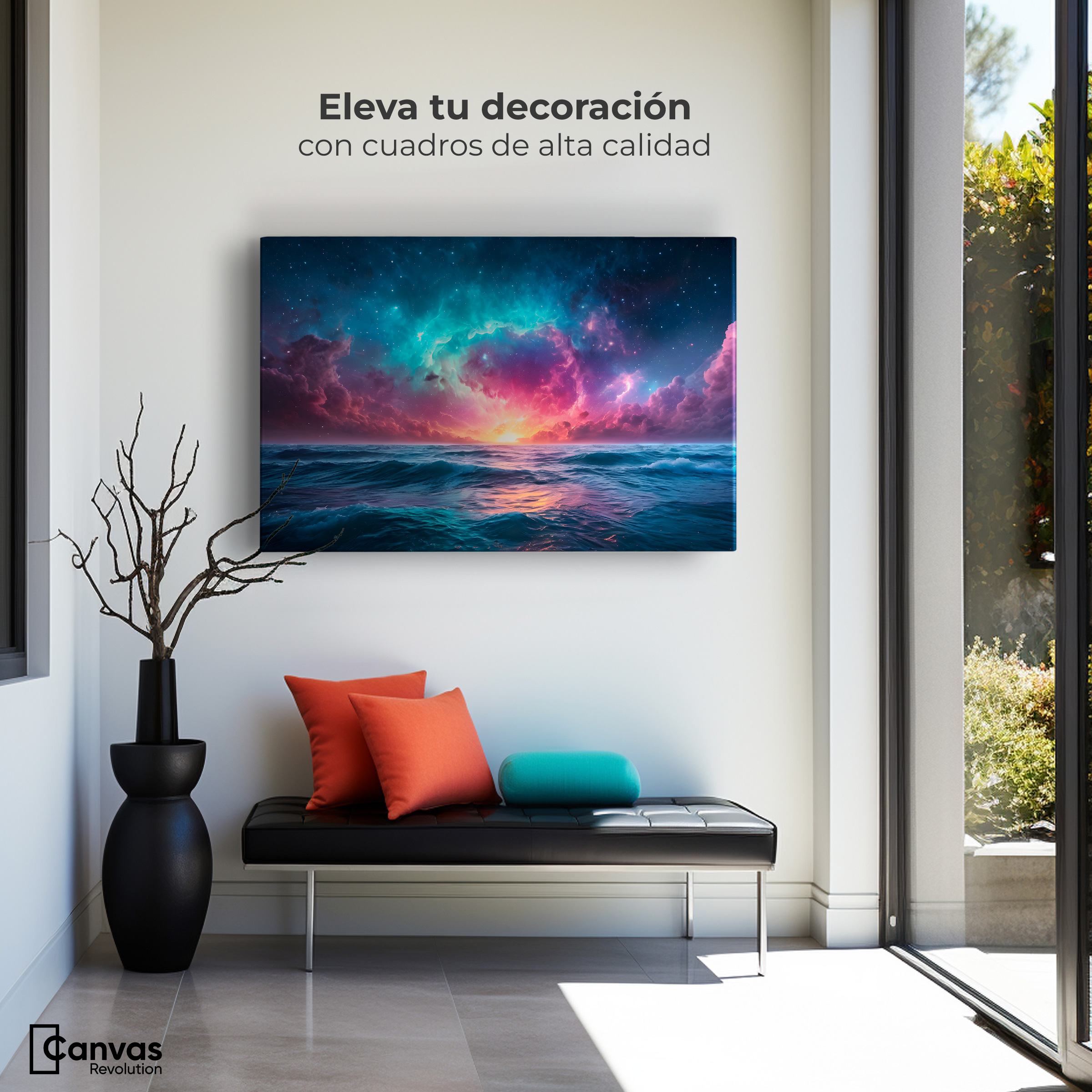 Foto 4 pulgar | Cuadro Decorativo Canvas Aurora Marítima 90x60