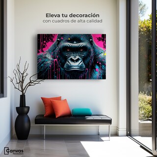 Foto 3 | Cuadro Decorativo Canvas Gorila Negro Splash 90x60
