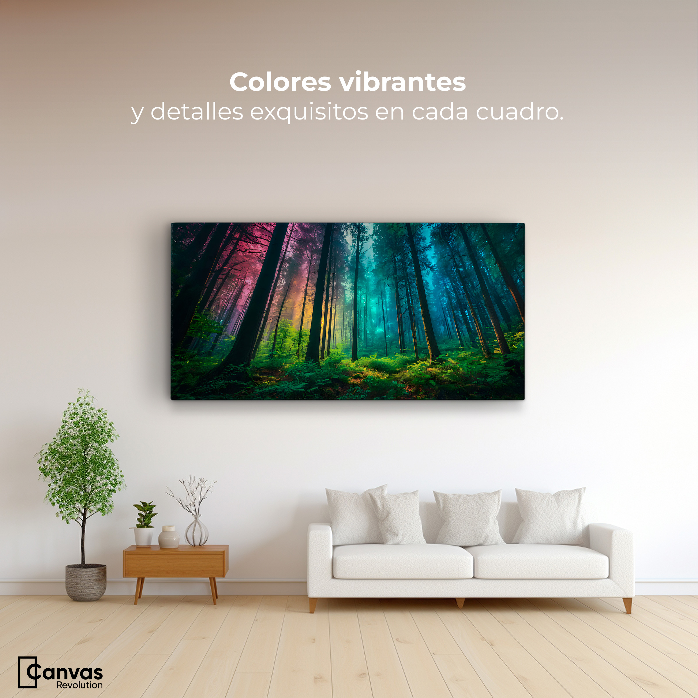Foto 3 pulgar | Cuadro Decorativo Canvas Bosque Cromático 160x80