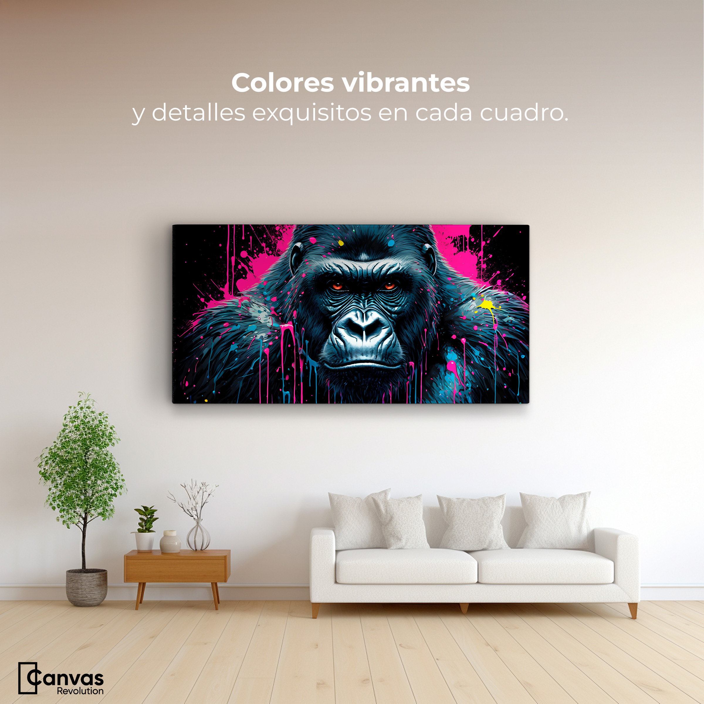 Foto 2 | Cuadro Decorativo Canvas Gorila Negro Splash 120x60