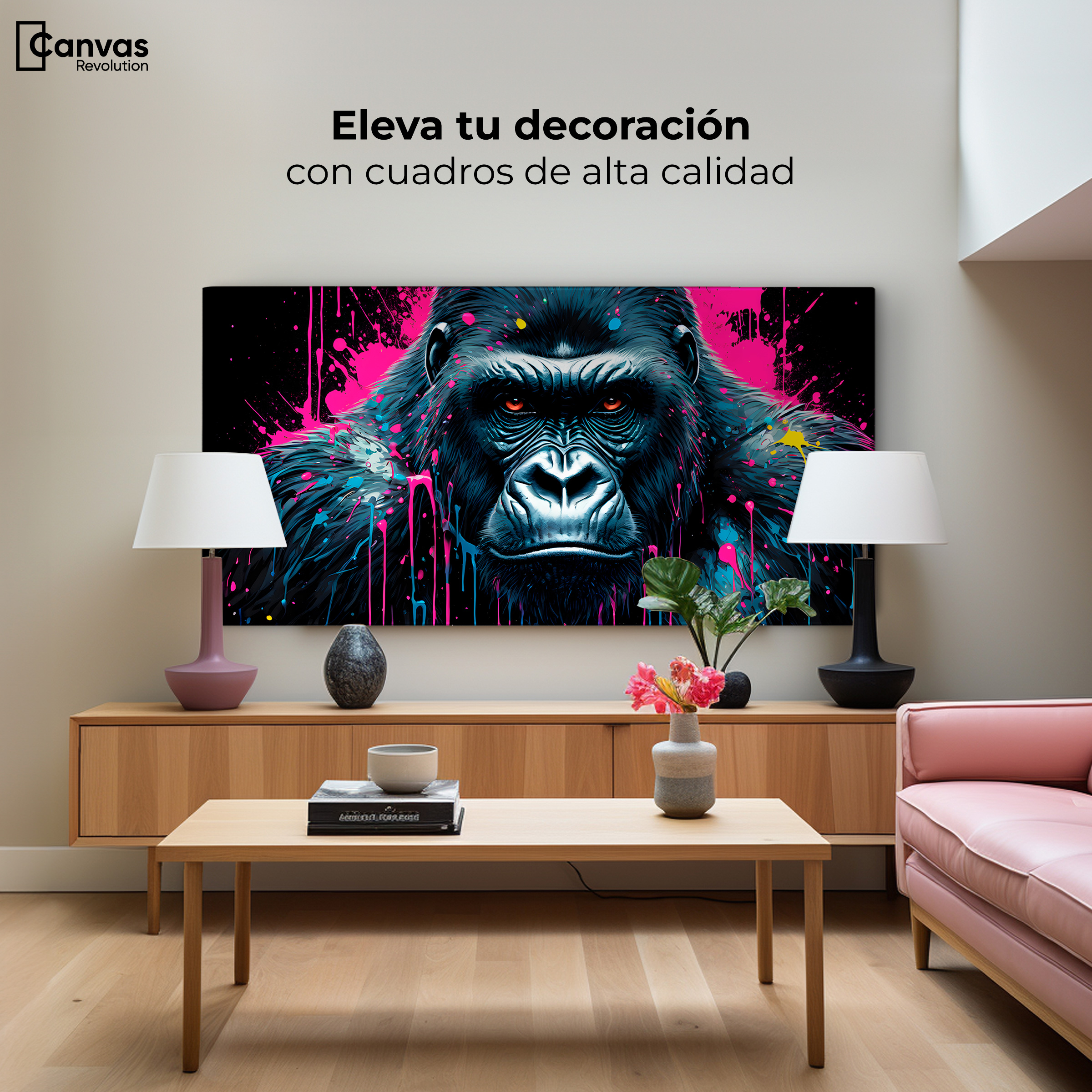 Foto 4 pulgar | Cuadro Decorativo Canvas Gorila Negro Splash 120x60