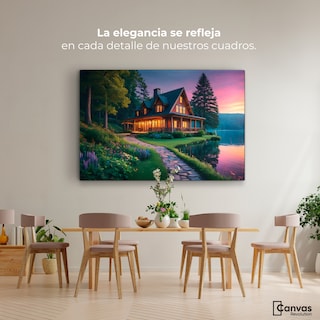 Foto 2 | Cuadro Decorativo Canvas Casa Junto Al Lago 90x60