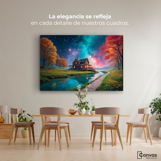 Foto 2 | Cuadro Decorativo Canvas Cabaña Nocturna 90x60