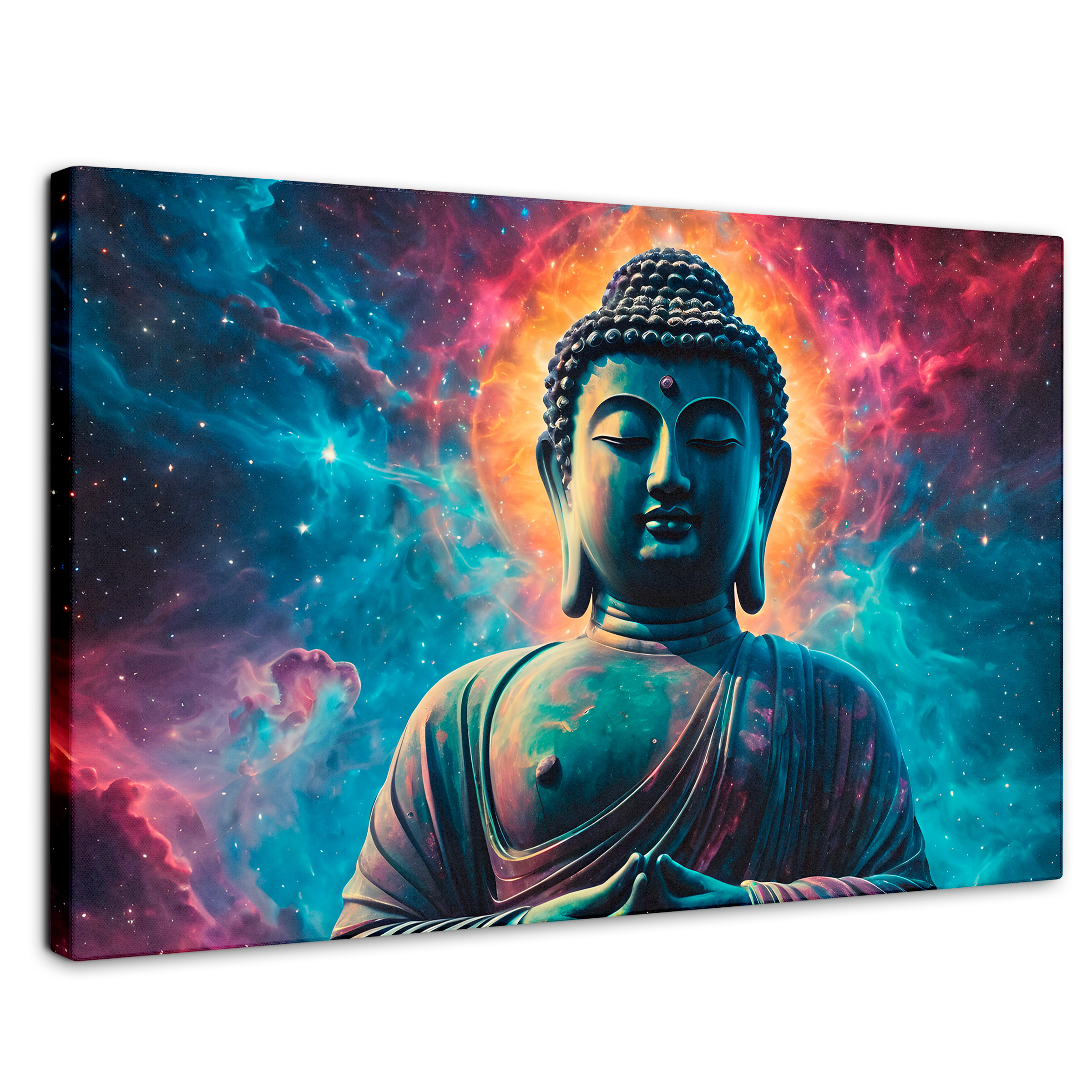 Cuadro Decorativo Canvas Buda Entre Galaxias 90x60