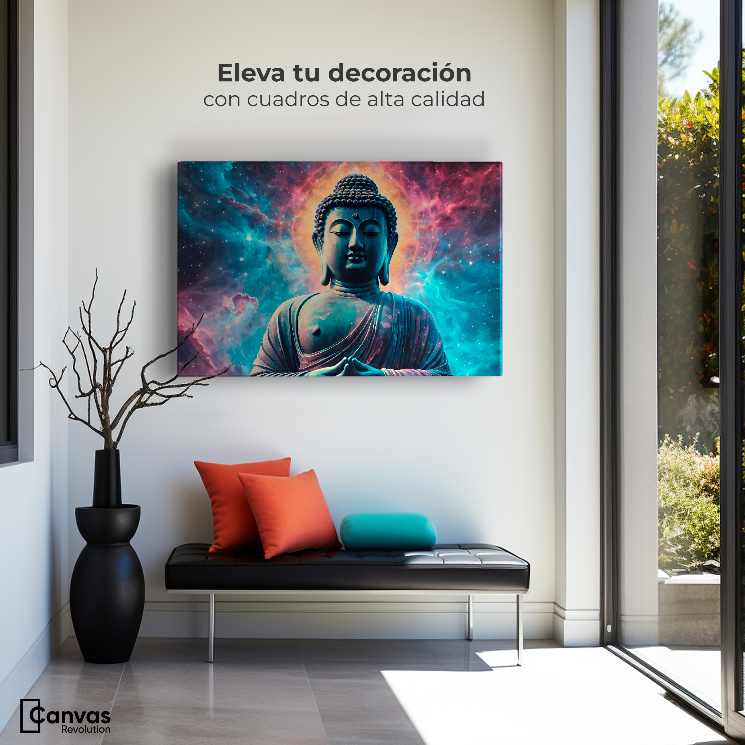 Foto 4 pulgar | Cuadro Decorativo Canvas Buda Entre Galaxias 90x60