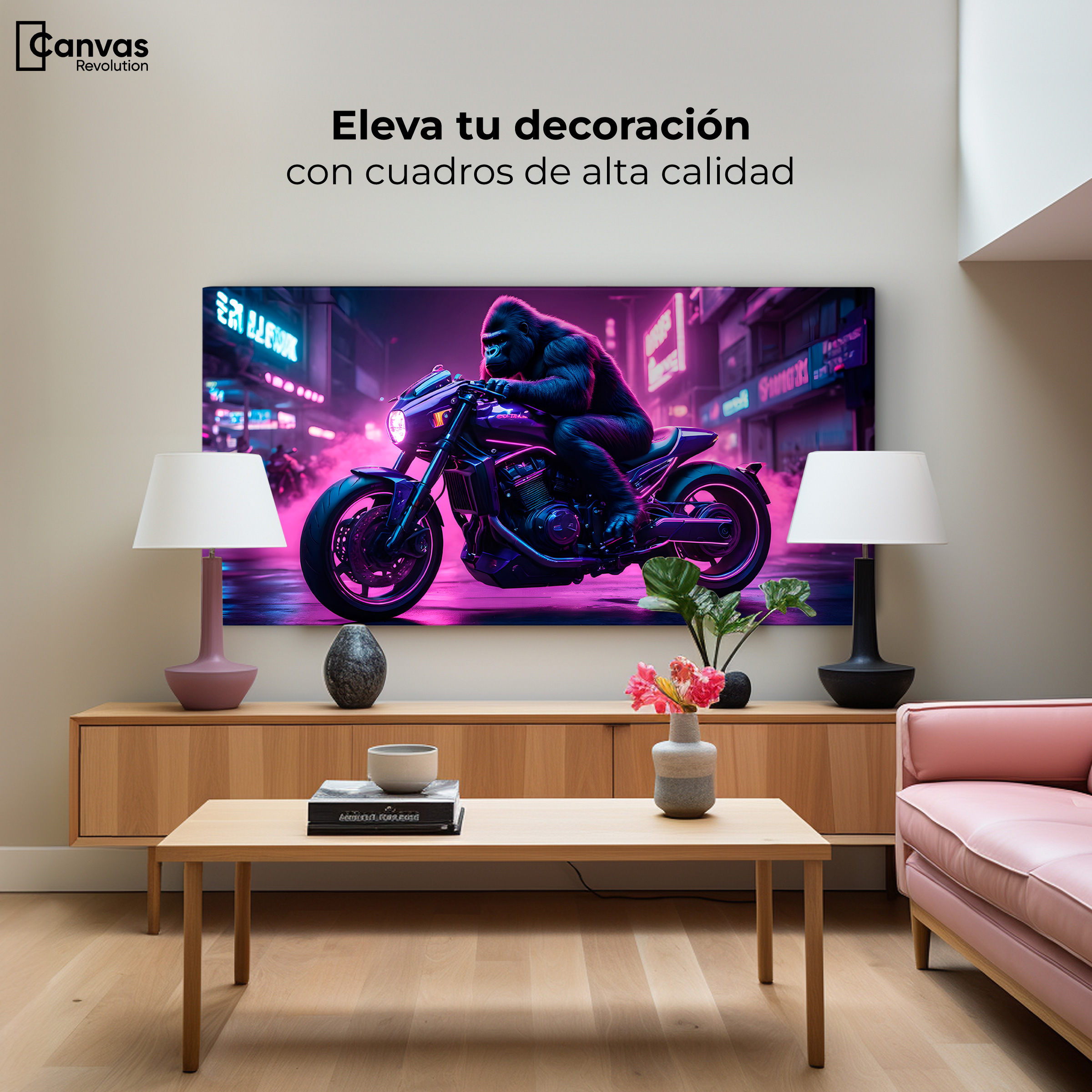 Foto 4 pulgar | Cuadro Decorativo Canvas Gorila Motorizado 120x60