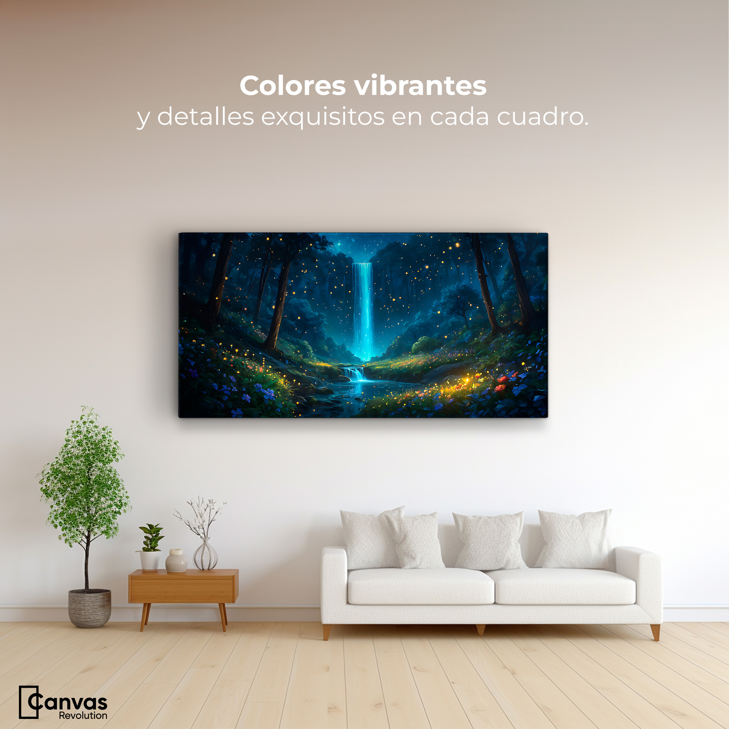 Foto 2 | Cuadro Decorativo Canvas Luciérnagas Cascada 160x80