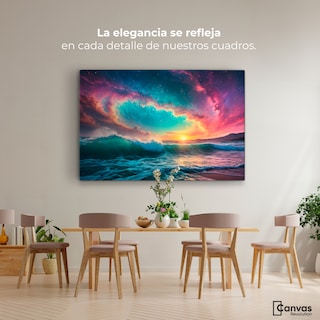 Foto 2 | Cuadro Decorativo Canvas Aurora Boreal Naval 90x60