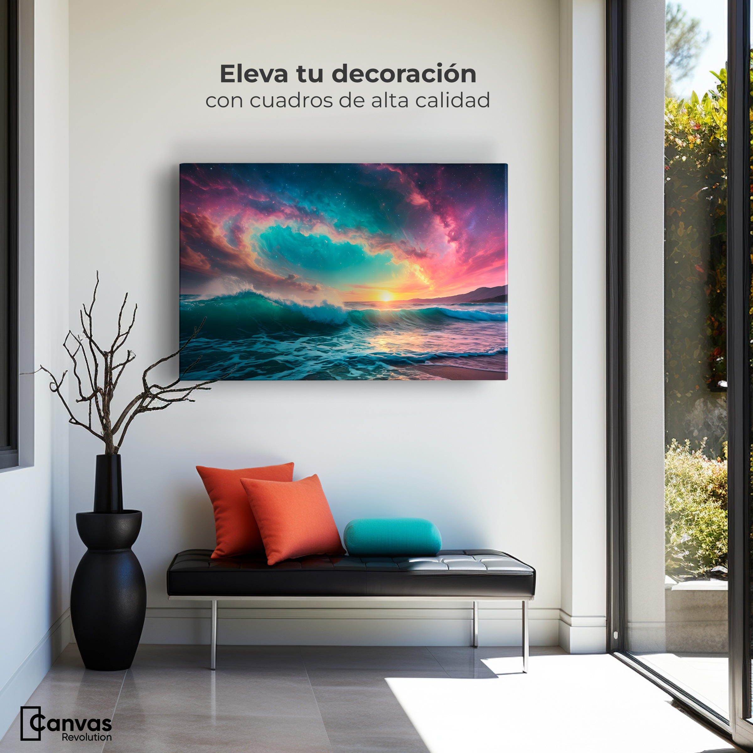 Foto 4 pulgar | Cuadro Decorativo Canvas Aurora Boreal Naval 90x60