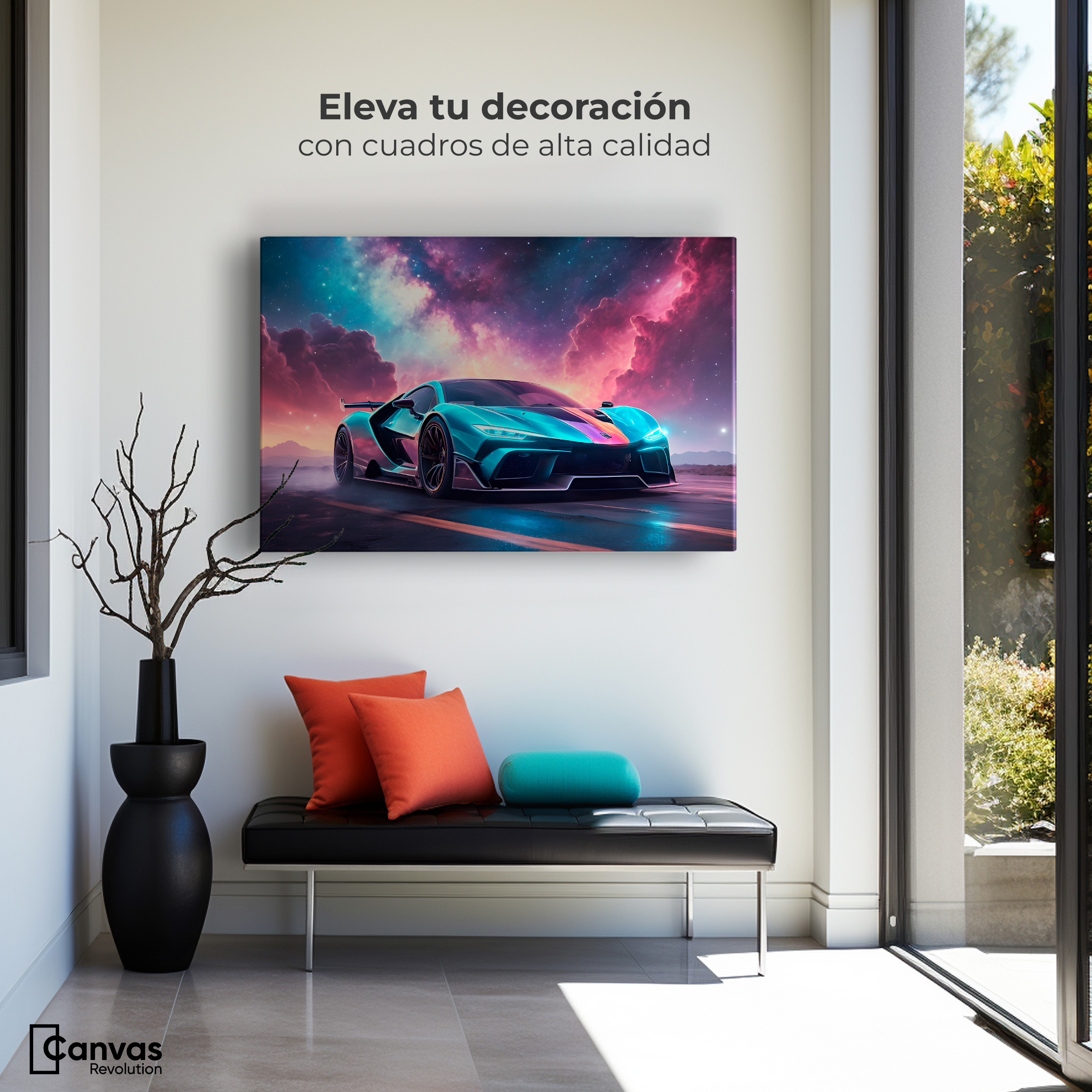 Foto 4 pulgar | Cuadro Decorativo Canvas Auto Deportivo Neón 90x60