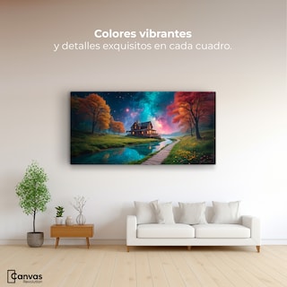 Foto 2 | Cuadro Decorativo Canvas Cabaña Nocturna 160x80
