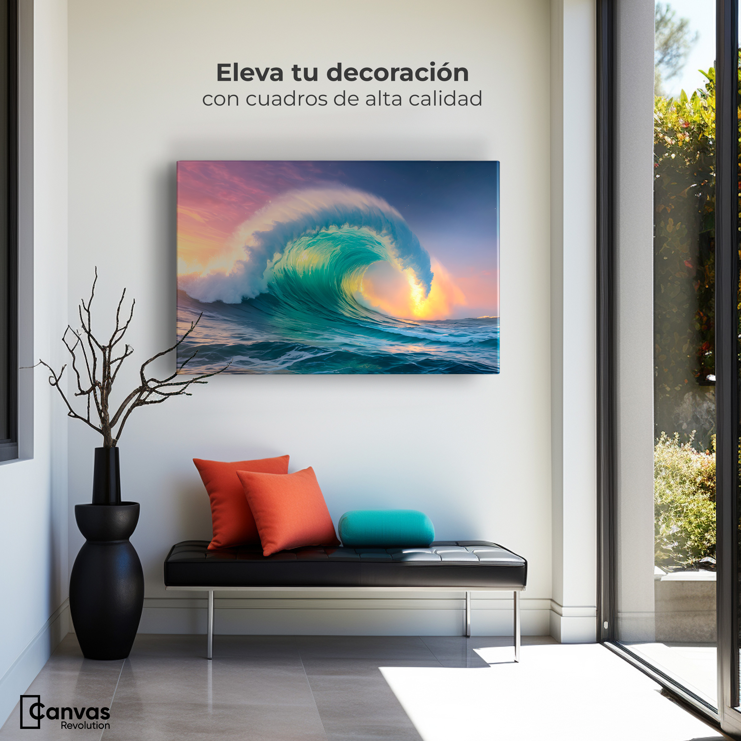 Foto 4 pulgar | Cuadro Decorativo Canvas Ola Oceánica Ocaso 90x60