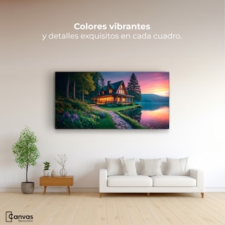 Foto 2 | Cuadro Decorativo Canvas Casa Junto Al Lago 160x80
