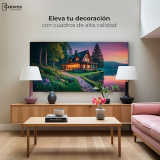 Foto 3 | Cuadro Decorativo Canvas Casa Junto Al Lago 160x80