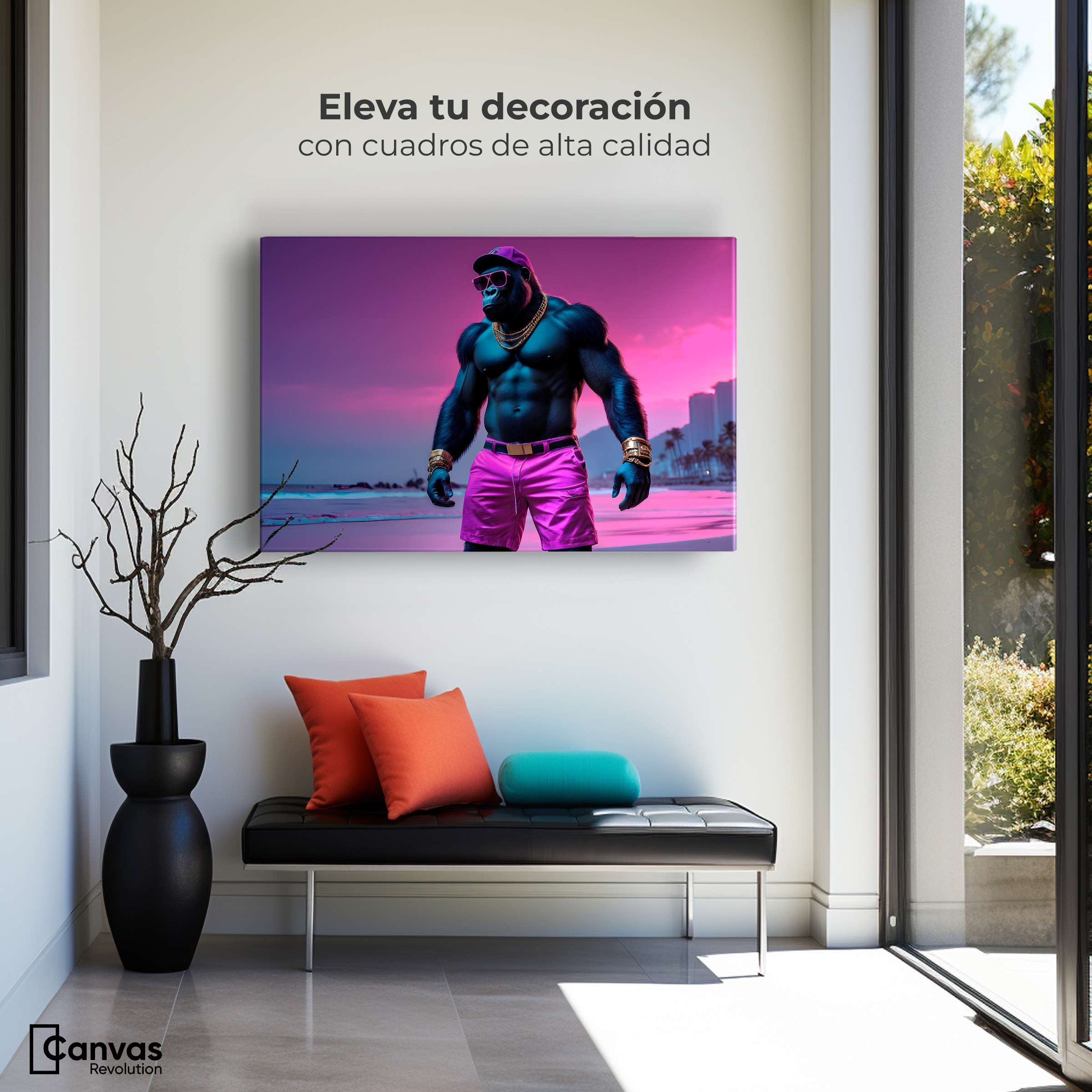 Foto 4 pulgar | Cuadro Decorativo Canvas Simio Crepuscular 90x60