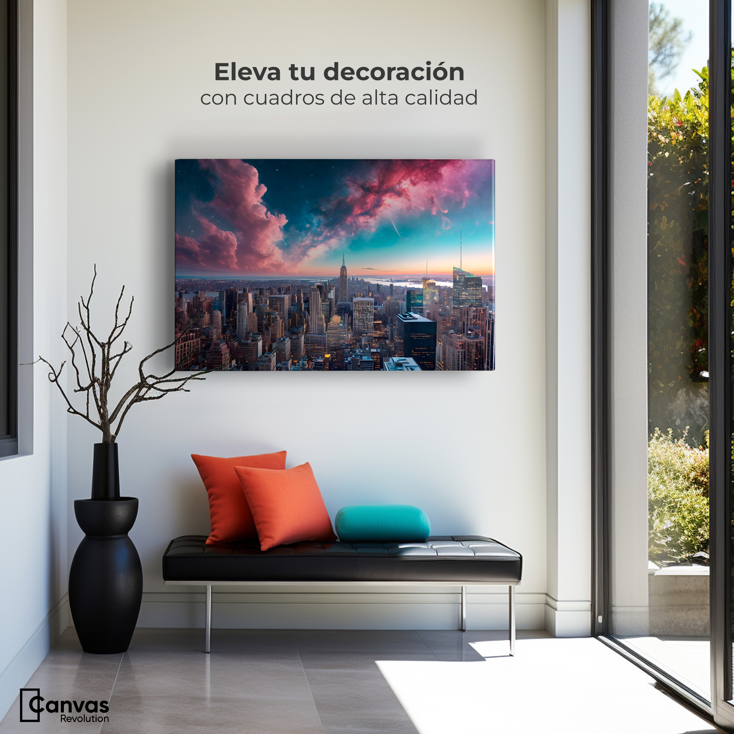 Foto 4 pulgar | Cuadro Decorativo Canvas Urbanidad Galáctica 90x60