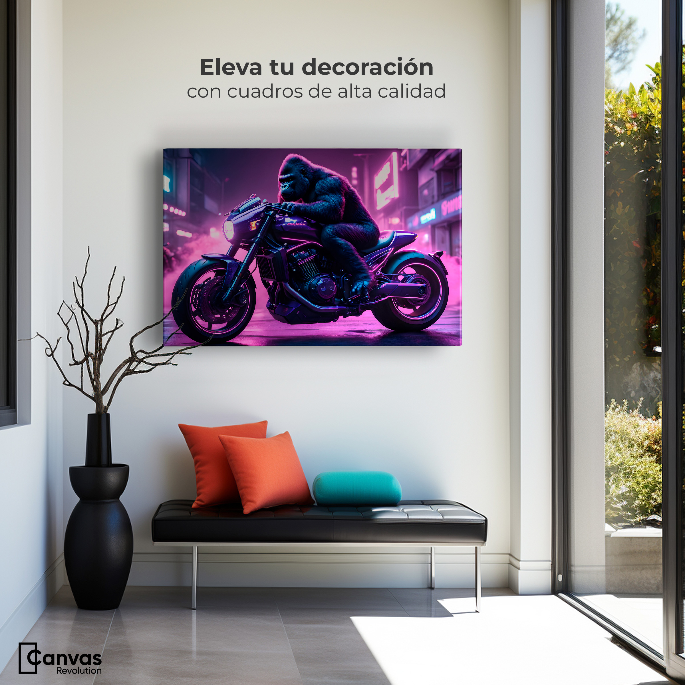 Foto 4 pulgar | Cuadro Decorativo Canvas Gorila Motorizado 90x60