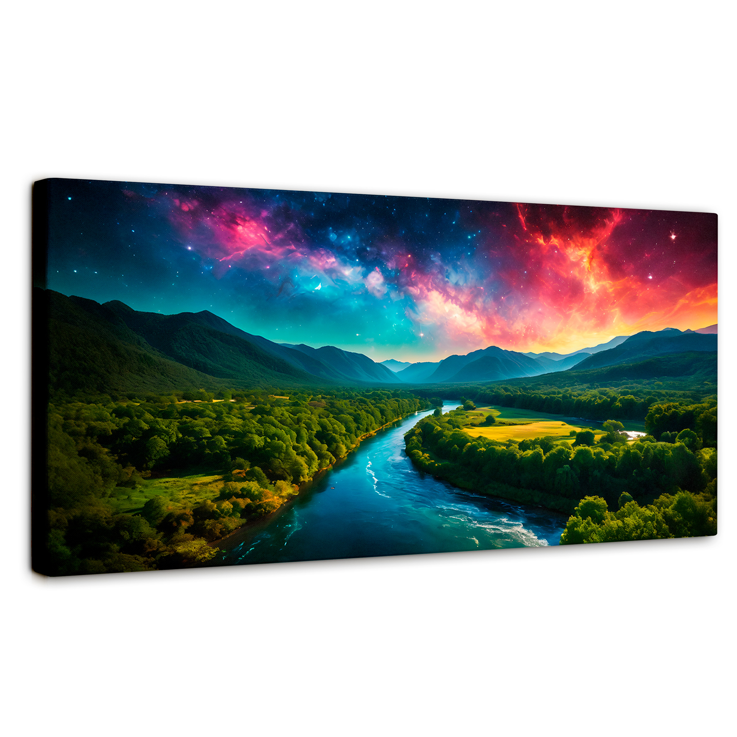 Cuadro Decorativo Canvas Valle Rio Nebuloso 160x80