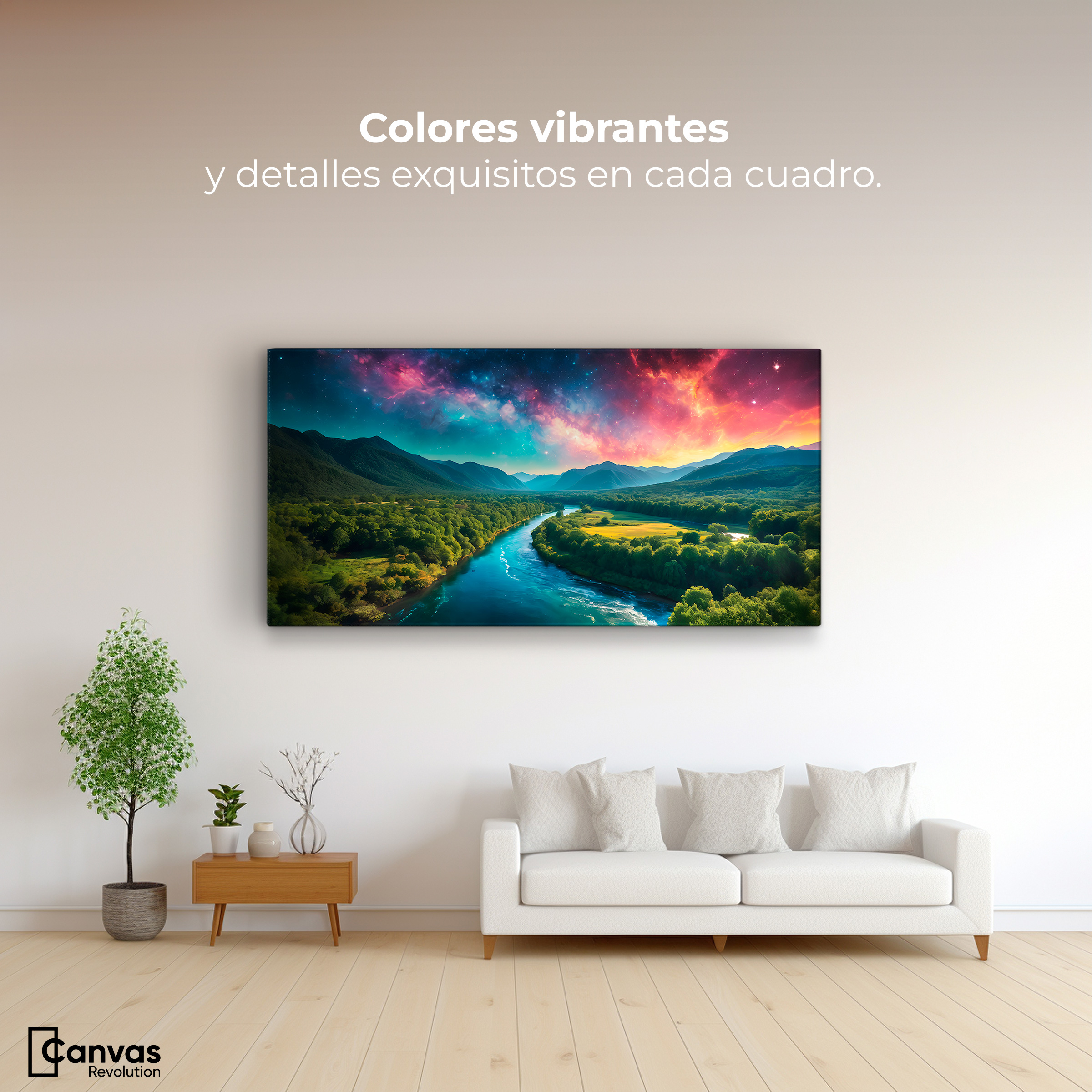 Foto 3 pulgar | Cuadro Decorativo Canvas Valle Rio Nebuloso 160x80