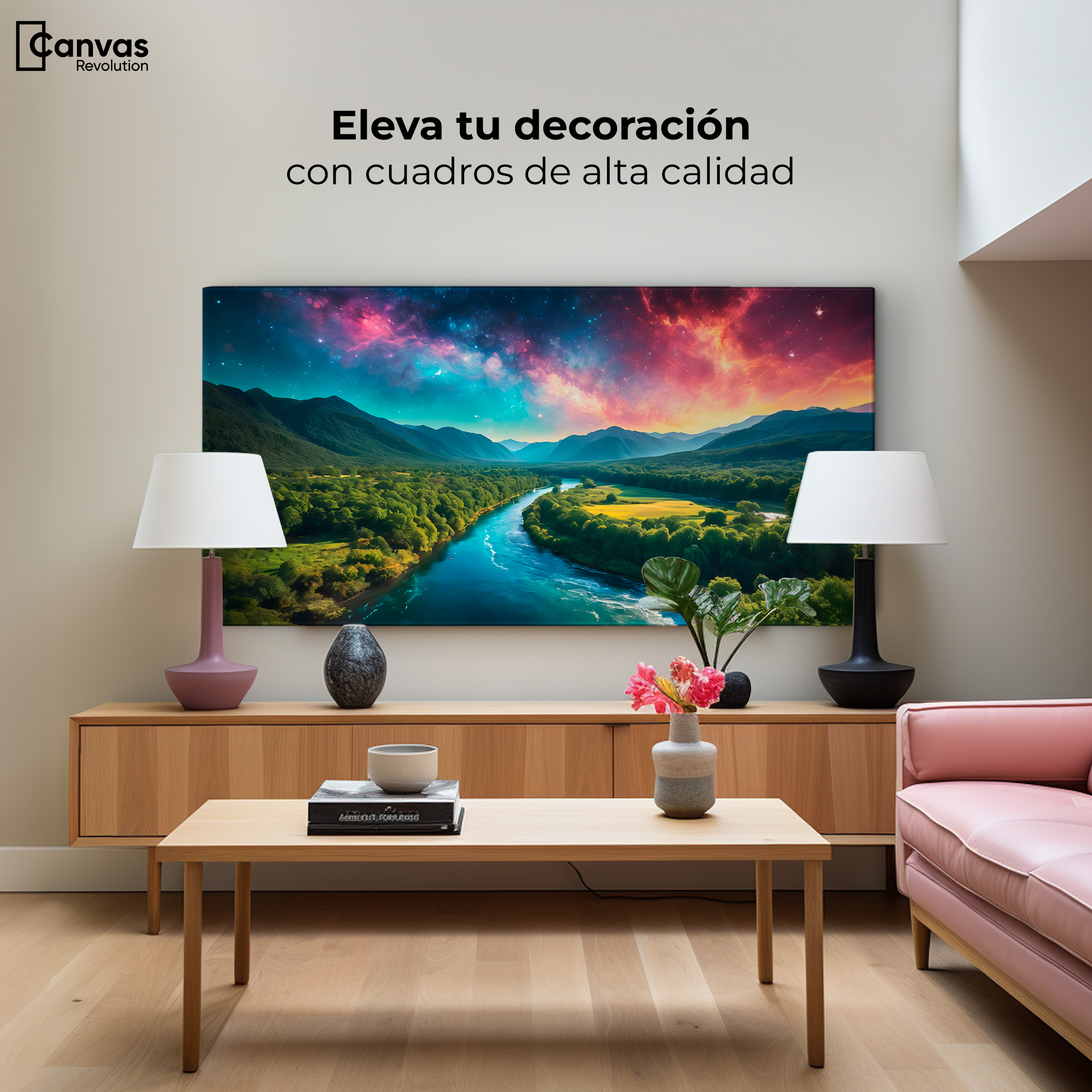 Foto 4 pulgar | Cuadro Decorativo Canvas Valle Rio Nebuloso 160x80