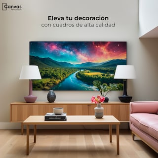 Foto 3 | Cuadro Decorativo Canvas Valle Rio Nebuloso 160x80