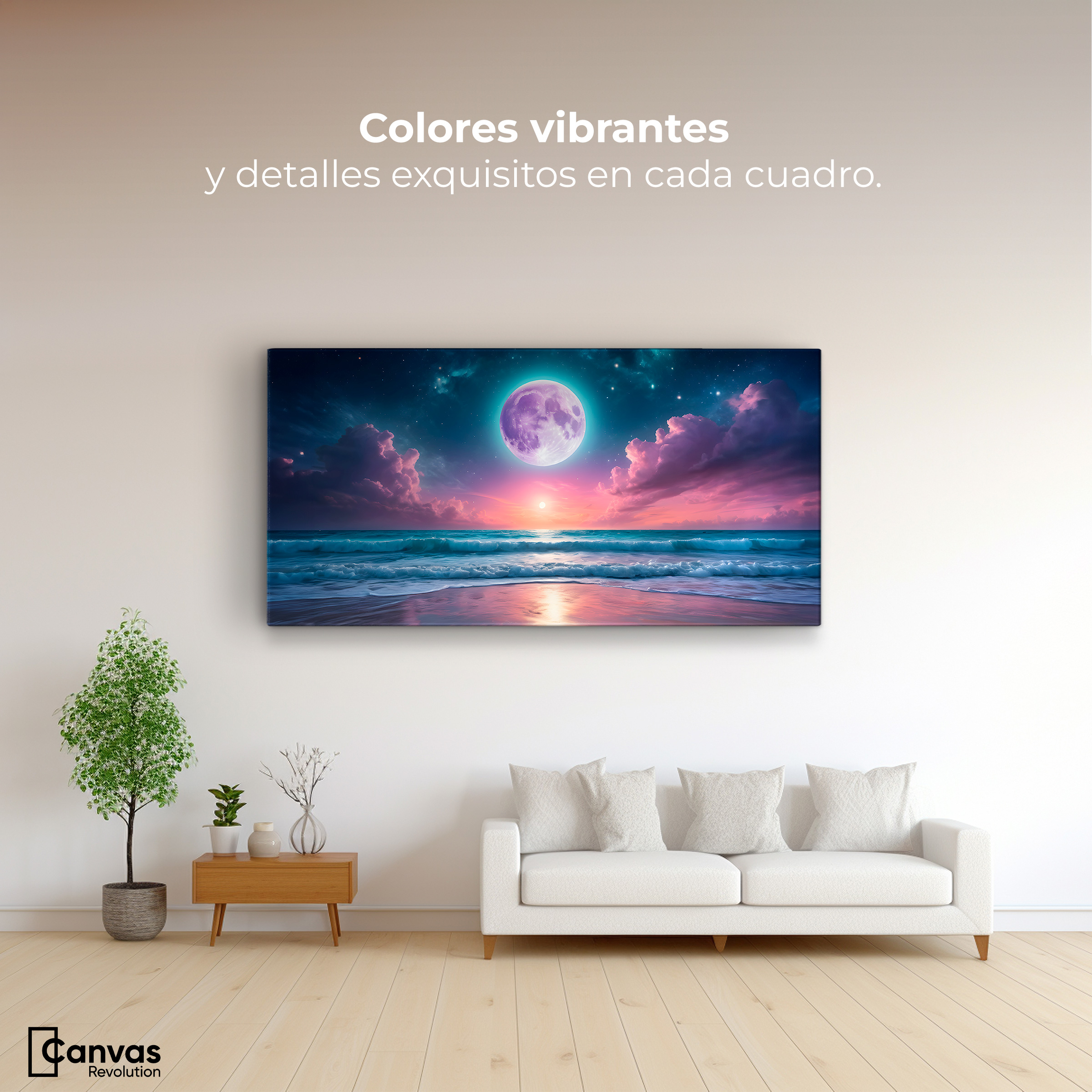 Foto 2 | Cuadro Decorativo Canvas Luz Lunar Sobre Mar 160x80