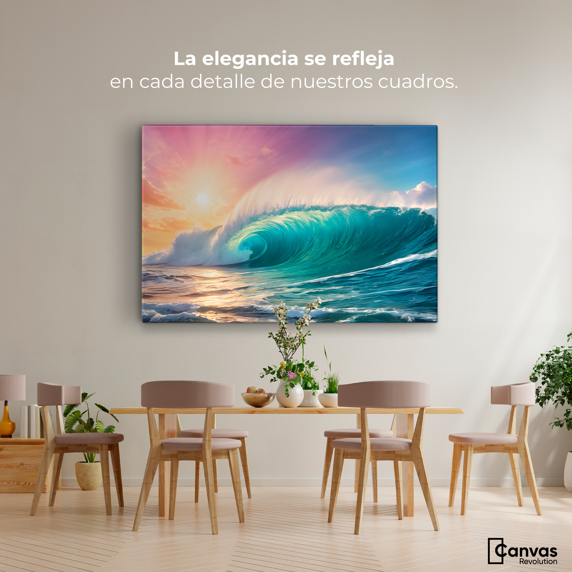 Foto 2 | Cuadro Decorativo Canvas Ola Crepuscular 90x60