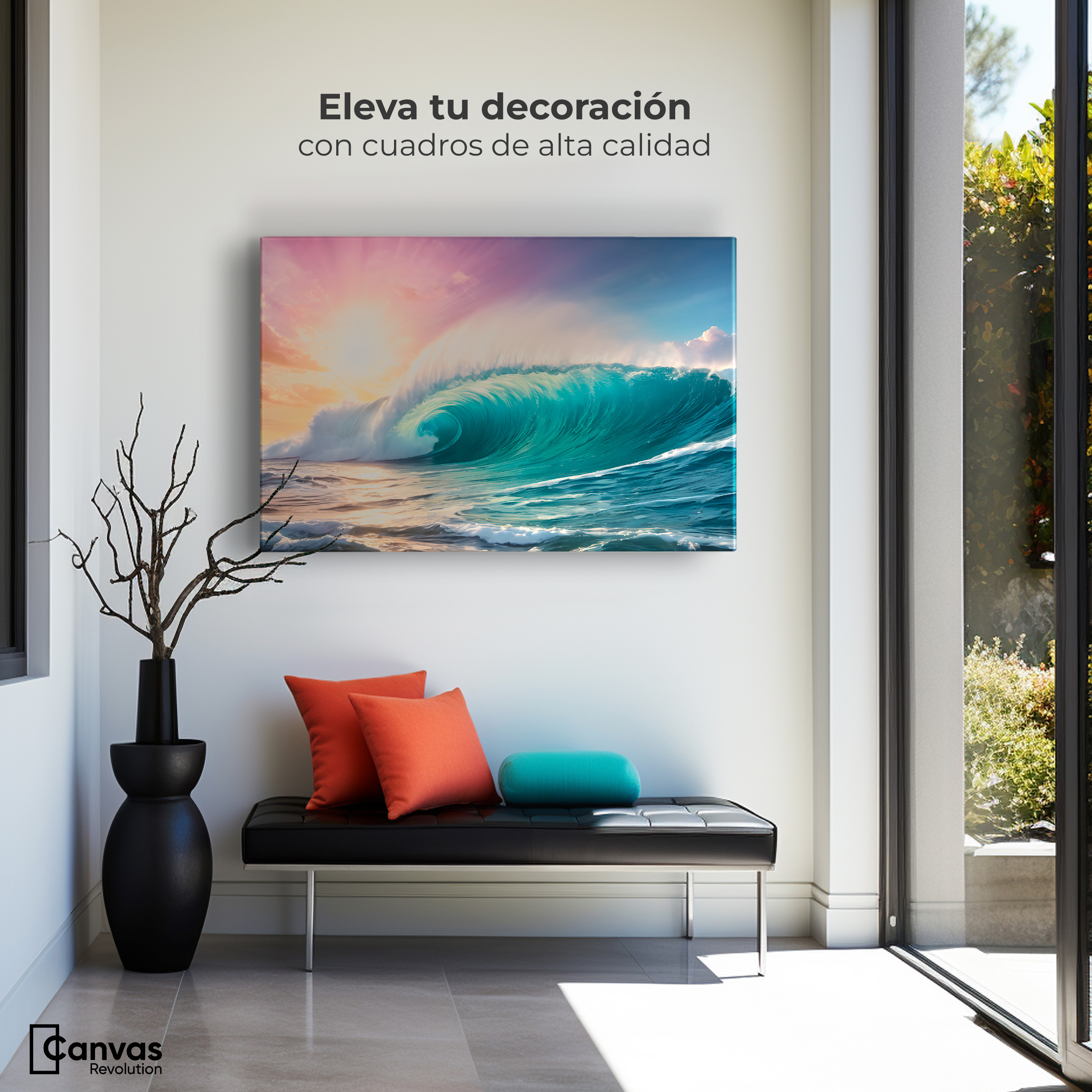 Foto 4 pulgar | Cuadro Decorativo Canvas Ola Crepuscular 90x60