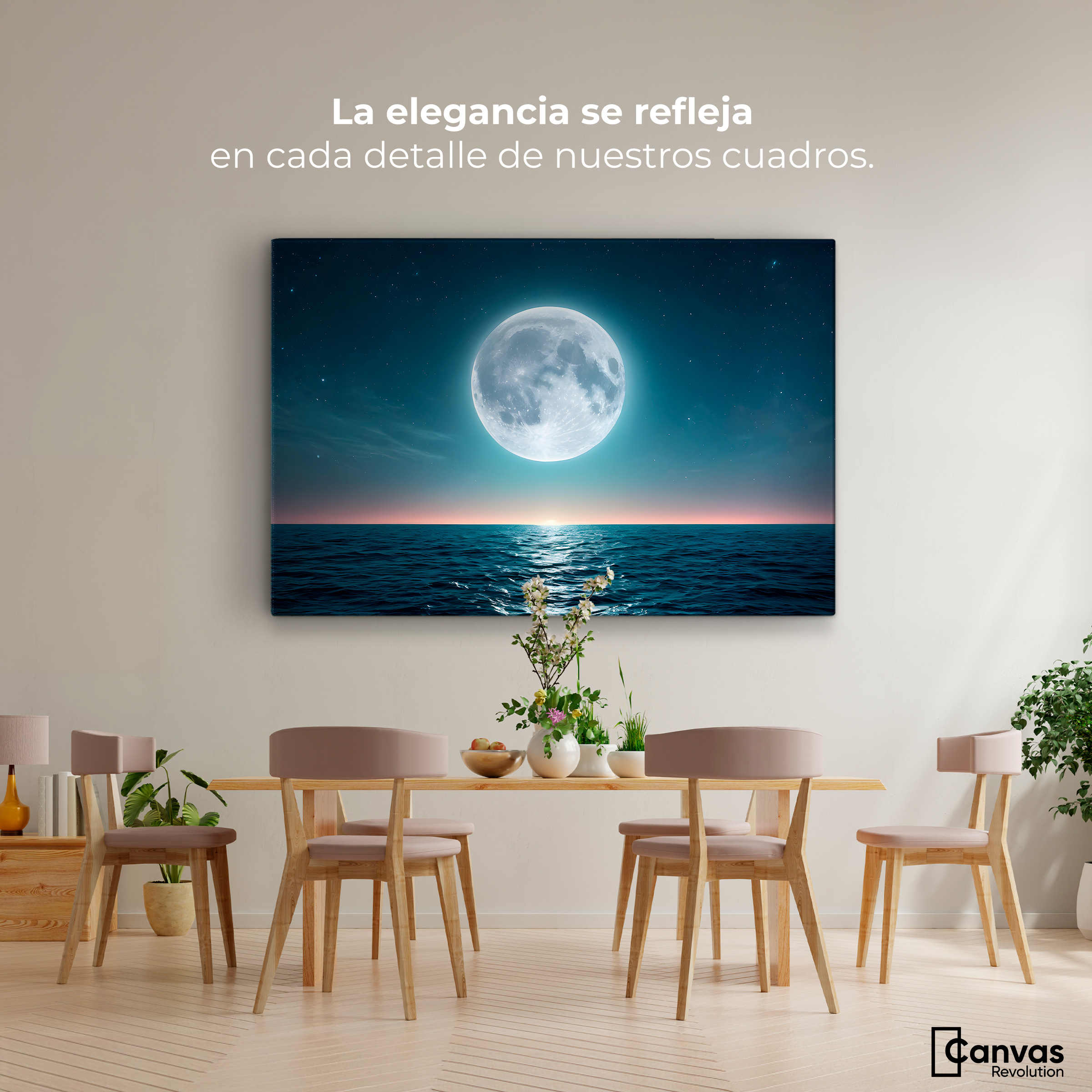 Foto 3 pulgar | Cuadro Decorativo Canvas Reflejos Lunares 90x60
